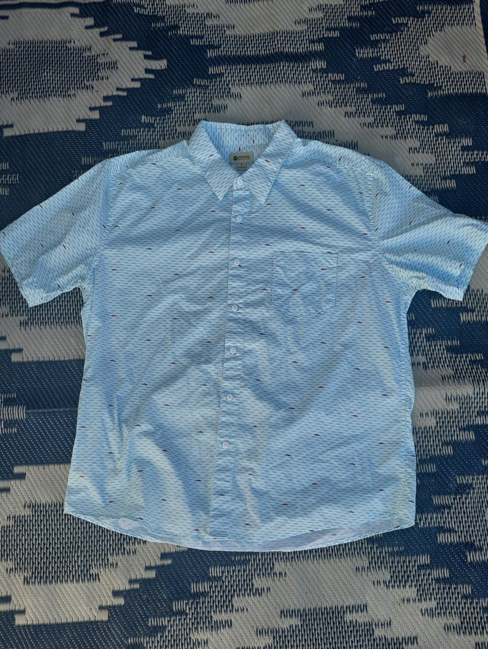 Haggar Pale Blue Short-Sleeve Button-Down Shirt